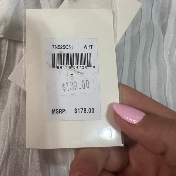 7 FOR ALL MANKIND Women's Peter Pan Collar Ruffle Top Size S In White - Picture 8 of 13